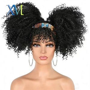 Perruque bouclée Afro Bomb avec frange, en fibre synthétique, effet volumineux et crépu, pour femmes noires, <span class=keywords><strong>noire</strong></span>, sans colle, fabriquée à la machine - Product Image 3