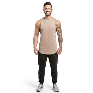 Débardeurs pour hommes en polyester/coton avec logo personnalisé, poids lourd, sans manches, col en V, tricoté, style sportif, confortable, t-shirt, veste pour hommes - Product Image 1