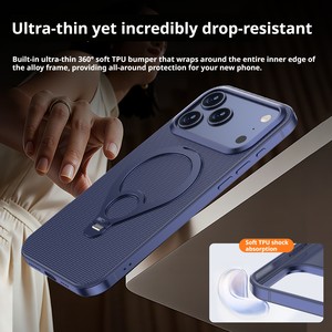 Original feel metal anti drop border suitable for Apple 17ProMax <b>phone</b> case 17pm bracket case 17pro anti fingerprint <b>phone</b> case - Product Image 2