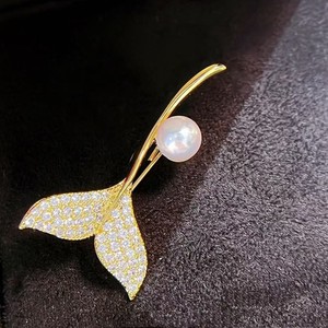 Versátil Broche de Plata S925 con Diseño de Cola de Pez, Decoración de Perlas para el Pecho, Ideal para Regalos - Product Image 5