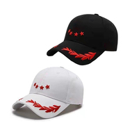 Gorra deportiva de algodón de 5 estrellas y 6 paneles personalizada, gorra de béisbol con bordado de trigo y ala dorada