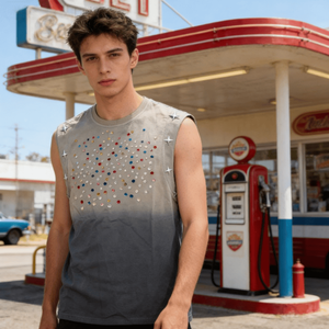 เสื้อกล้ามผู้ชายสไตล์วินเทจแบบสั่งทำพิเศษ ลุคซันเซ็ททรงโอเวอร์ไซส์ สไตล์ฮิปฮอป - Product Image 1