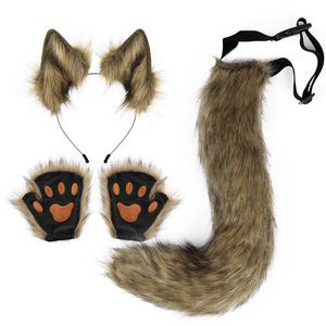Serre-tête en peluche simulée avec oreilles de renard, queue d'animal, accessoires de cosplay pour cadeaux d'Halloween - Product Image 4
