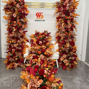 LEDA Factory Custom <b>Red</b> Flower <b>Runner</b> Handmade Artificial Flowers Backdrop for Events Parties Soft Decor - Product Image 1