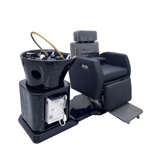 Cama de masaje eléctrica de lujo con lavabo para champú, silla reclinable ajustable para lavado de cabello, para peluquería, spa, barbería - Product Image 1