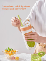Draagbare sapcentrifuge USB oplaadbare mini blender reis- en outdoor-sapcentrifuge zonder snoer met rietje