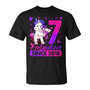 Camiseta de unicornio para niñas de 7 años, regalo para fiesta de cumpleaños número 7, talla mediana - Product Image 1