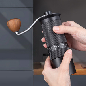 Molinillos de café portátiles con logotipo personalizado de lujo Kingze SUS420, rebabas cónicas, molinillo de café Manual de ajuste externo negro mate - Product Image 2