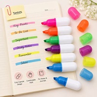 Surligneurs en vrac en forme de capsule de pilule, pointe biseautée, encre fluorescente à séchage rapide, logo personnalisé pour cadeaux promotionnels scolaires et de bureau