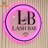 Enseigne lumineuse LED ronde personnalisée pour salon de coiffure, logo en acrylique imprimé en 3D UV personnalisé pour la décoration de studio de coiffure