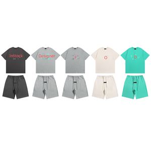 Ensemble T-shirt et short tricoté décontracté respirant pour homme FOG, 260 g/m², en pur coton, avec silicone de détection d'aiguille sans couture - Product Image 1