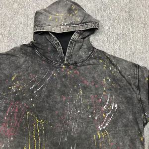 Sudadera con Capucha de Algodón 100% Lavado al Ácido, Estilo Vintage, de Invierno, Personalizada OEM, de Alta Calidad, Oversize, con Efecto Pintura en Aerosol - Product Image 3