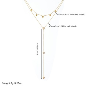 Heart Shape Layered Gold Plated Stainless Steel Necklace With Diamond Bezel Setting For Gift - Product Image 4