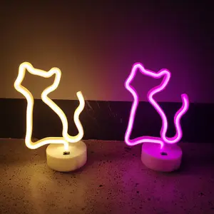 מותאם אישית ניאון מנורת סימן לחבר קיר אור Led חתול עם בסיס ניאון מנורת דוגמנות מנורת Creative חדר ריהוט הלילה אור