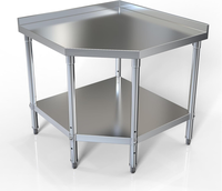 Table de travail d'angle en acier inoxydable pour la préparation des aliments, tables de préparation pour cuisine commerciale, établi métallique robuste certifié NSF avec pare-éclaboussures
