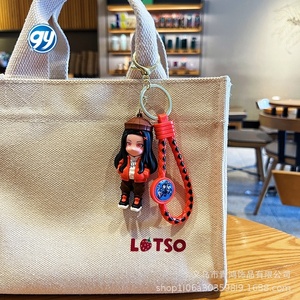 Nouveau dessin animé Anime démon tueur porte-clés mignon Nezuko poupée Couple sac breloque <span class=keywords><strong>petit</strong></span> cadeau accessoire porte-clés - Product Image 4
