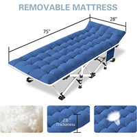 Lit de camping pliable léger et portable, cadre métallique gonflable, capacité de charge de 200 kg, design moderne, hôpital, école, chambre à coucher