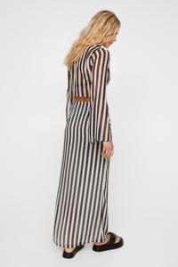 Op Bestelling Gemaakt Kleding Gestreepte Print Chiffon Kanten Crop Tops + Hoge Taille Maxi Lange Rok Bijpassende Dames 2-delige Set - Product Image 5