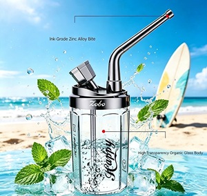 Zabo Four-in-One <b>Water</b> Pipe Stainless Steel <b>Filter</b> Drink <b>Bottle</b> With Straw Modern Design Black Nickel Plated Circular Shape - Product Image 2