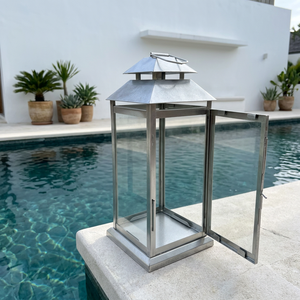 Wholesale Modern Style <b>Silver</b> Metal Candle Holder <b>Lantern</b> for Christmas Home and Outdoor Decoration Handmade Durable - Product Image 4