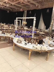 Hiện đại nửa mặt trăng bàn đám cưới với hình bán nguyệt Rỗng ra gương kính thép không gỉ đồ nội thất phòng ăn - Product Image 2