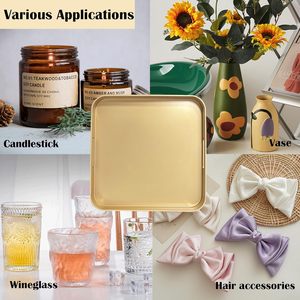 Plateau de service décoratif en métal, parfait pour servir des aliments, des boissons ou des objets décoratifs, construction durable avec surface lisse. - Product Image 4