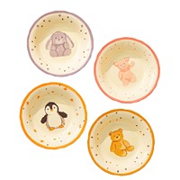 Assiettes en céramique de haute qualité à motifs de dessins animés, créatives, avec combinaison de couleurs sous glaçure, pour pâtes et fruits, compatibles micro-ondes, style mignon