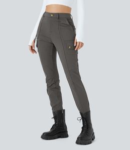Pantaloni <span class=keywords><strong>Cargo</strong></span> da Donna a Vita Alta, Skinny, Affusolati, con Tasche Funzionali, Zip, Elasticizzati, in Twill Morbido, per Primavera, Estate e Autunno - Product Image 1