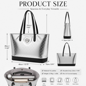 Bolso Tote de Cuero PU para Mujer, Gran Capacidad, Bolso de Hombro, Moda Casual, Bolso de Trabajo y Compras con Diseño de Color en Contraste, OEM Personalizado - Product Image 5