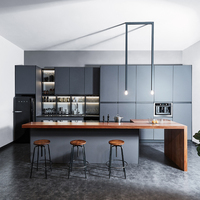 Meuble de cuisine moderne en aluminium avec cadre en verre, design 3D/4D, style européen et américain, fabriqué en Chine