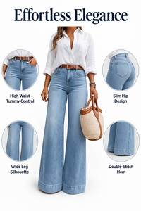 Jeans <span class=keywords><strong>de</strong></span> <span class=keywords><strong>Mujer</strong></span> <span class=keywords><strong>de</strong></span> Cintura Alta, Corte Holgado, Estilo Vintage, Pantalones Vaqueros Acampanados para Uso Diario en la Calle, Estilo París - Product Image 4