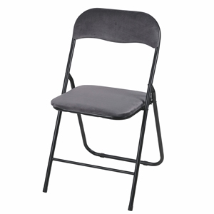 CHAISE PLIANTE EN VELVET GRIS - Product Image 1