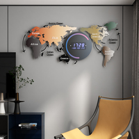 Reloj de Pared de Diseño Nórdico para el Hogar, Reloj de Pared Moderno y Minimalista, Reloj de Pared Creativo con Mapa del Mundo para Sala de Estar