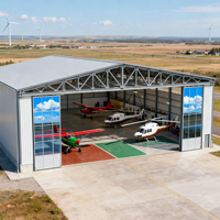 Hangar d'avion préfabriqué moderne en acier pour petit avion, hélicoptère Cessna, stockage, grande portée, kit de construction métallique galvanisé