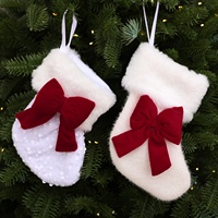 Nouvelle Décoration de Noël en Tissu Velours à Paillettes avec Nœud, pour Cheminée, Escalier, Fenêtre, Ornement Suspendu