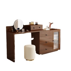Nordic Modern Minimalist Extendable Solid Wood <b>Dressing</b> <b>Table</b> With Drawers Corner Unit Mirror Bedroom Makeup <b>Storage</b> - Product Image 4