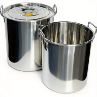 Set Panci Stainless Steel Heavy Duty 5 pcs Kapasitas Besar dengan Tutup untuk Restoran Komersial 30/35/40/45/50cm