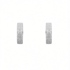 White Gold Diamond <b>Hoop</b> <b>Earrings</b> Pave Setting Round Brilliant Cut Women's Luxury Everyday Wear <b>Fine</b> Jewelry - Product Image 1