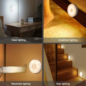 ไฟติดผนังแบบเหนี่ยวนำอัจฉริยะ DC5V ชาร์จผ่าน USB รูปทรงกลมขนาดเล็ก เหมาะสำหรับติดตั้งในตู้ ตู้เสื้อผ้า ข้างเตียง ทางเดิน ไฟกลางคืนแบบ LED - Product Image 6