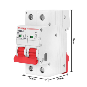 Disjuntor Solar Mini <span class=keywords><strong>DC</strong></span> 1000V 2P, Interruptor de Bateria 6A 10A 16A 20A 25A 32A 40A 50A 63A, Modelo TXBD2-63 Curva C Fotovoltaica - Product Image 2
