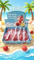 Nouveau Jouet Promotionnel : Balle à Presser en Forme de Fruit (Pastèque), Effet Glaçon/Sable, Jouet Sensoriel Anti-Stress pour Enfants