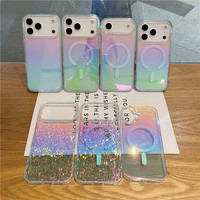 Coque magnétique transparente à motif diamant scintillant et plaqué couleur pour iPhone 17 Pro et iPhone 17 Pro Max