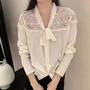 Alta Qualidade Personalizado Jacquard Pullover Camisola De Malha para Mulheres Malhas Manga Longa com Logo Frente Posição 5594 # - Product Image 3