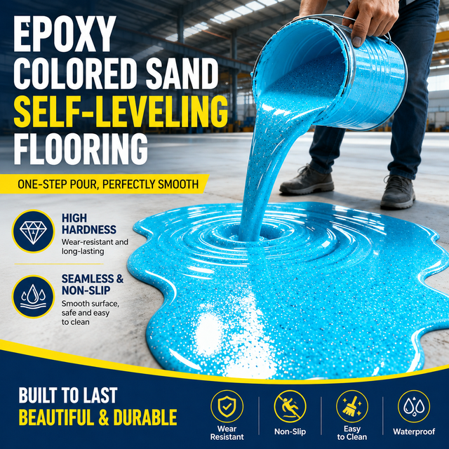 Anti-Slip Epoxy Colored Sand Self-Leveling High Hardness Floor Paint Waterproof Marble Effect Coating Concrete Coating
