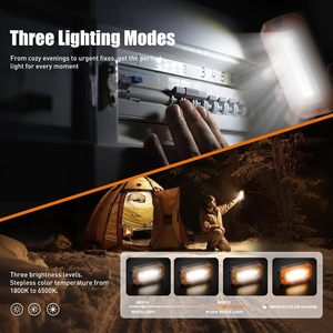 Lampe de travail LED rechargeable 7000 mAh, 1200 lumens, base magnétique, lampes de travail magnétiques portables pour les chantiers, les urgences, le camping - Product Image 6