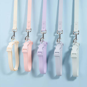 マカロンカラー防水PVCピンク襟リーシュとハーネスセットカラフルなプラスチックバックル犬用ハーネスセット - Product Image 2