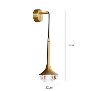 Applique Murale LED en Cuivre et Cristal de Style Nordique pour Hôtel, Restaurant, Chambre à Coucher, Éclairage Décoratif - Product Image 2