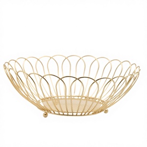 Panier de rangement élégant en fil métallique doré pour la décoration de la maison, plateau à fruits en métal, panier multifonctionnel pour la maison - Product Image 2
