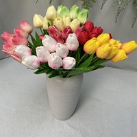 Grosir Langsung Kualitas Baik Dekorasi Tulip Karet Lembut Tunggal Bunga Buatan Luar Ruangan