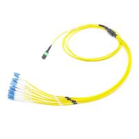 Câble à fibres optiques multimode 12 cœurs MTP vers LC avec faisceau de dérivation en ligne pour câblage réseau haute densité de centre de données
